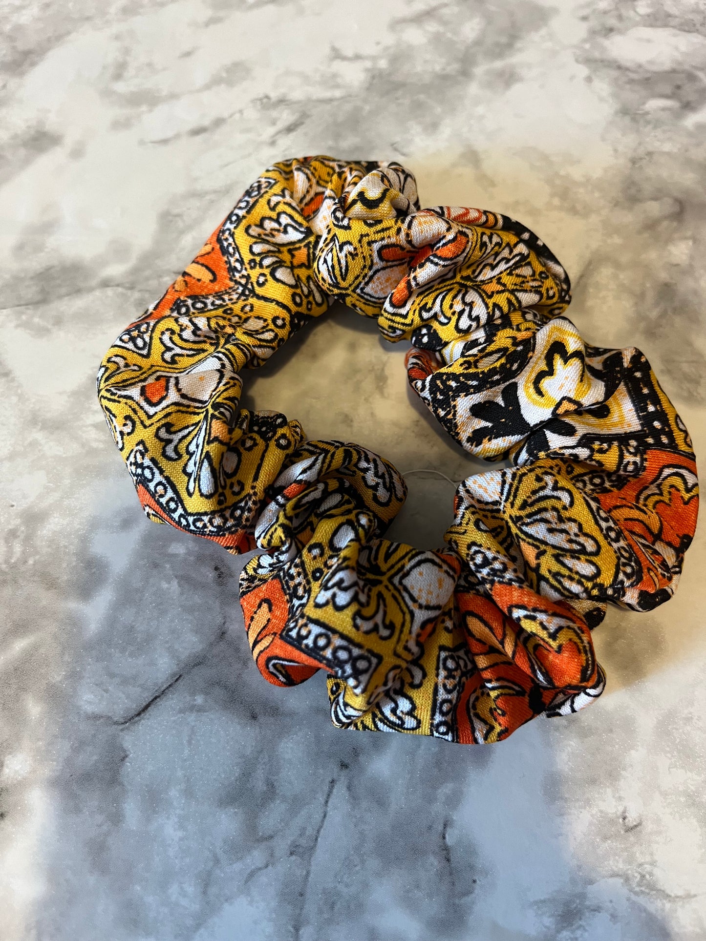 Orange and Yellow Paisley Standard Scrunchie