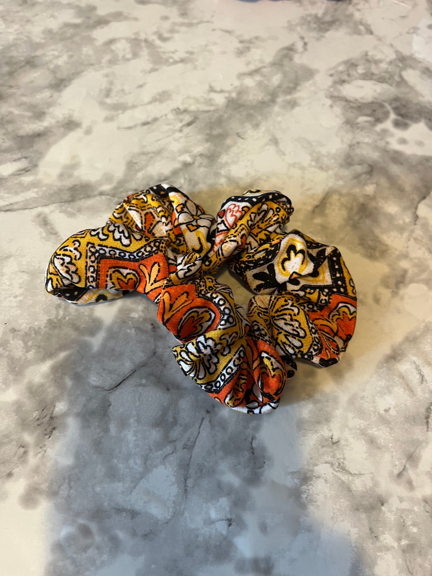 Orange and Yellow Paisley Standard Scrunchie