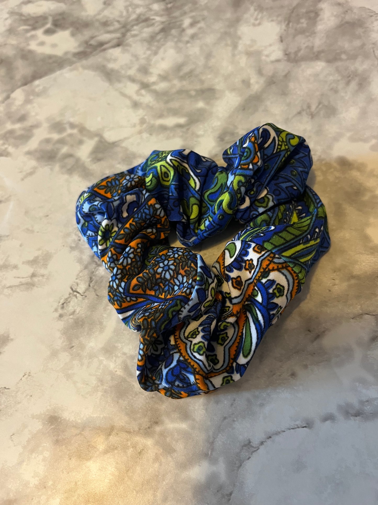 Blue Orange Green Paisley Standard Scrunchie