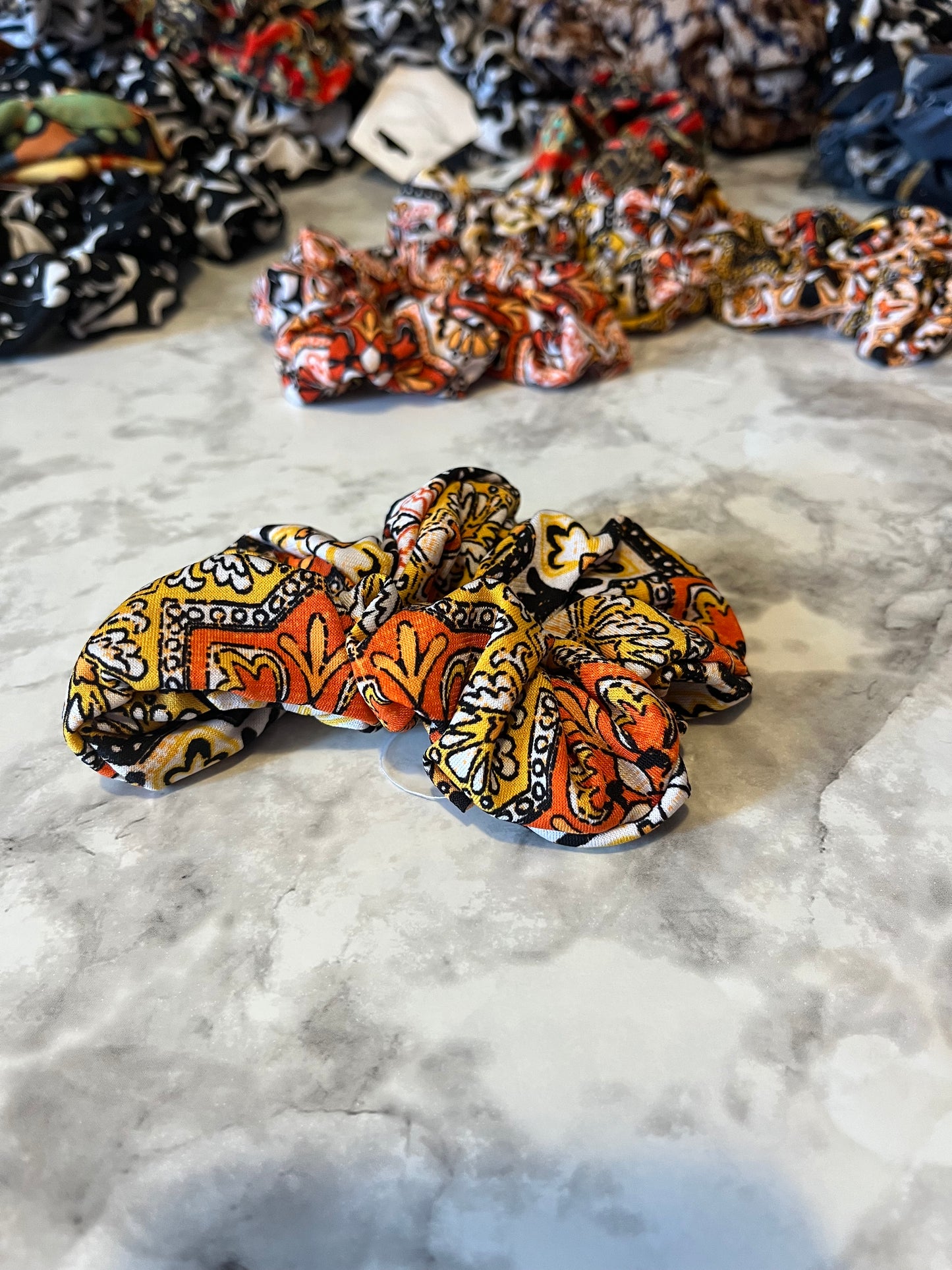Orange and Yellow Paisley Standard Scrunchie