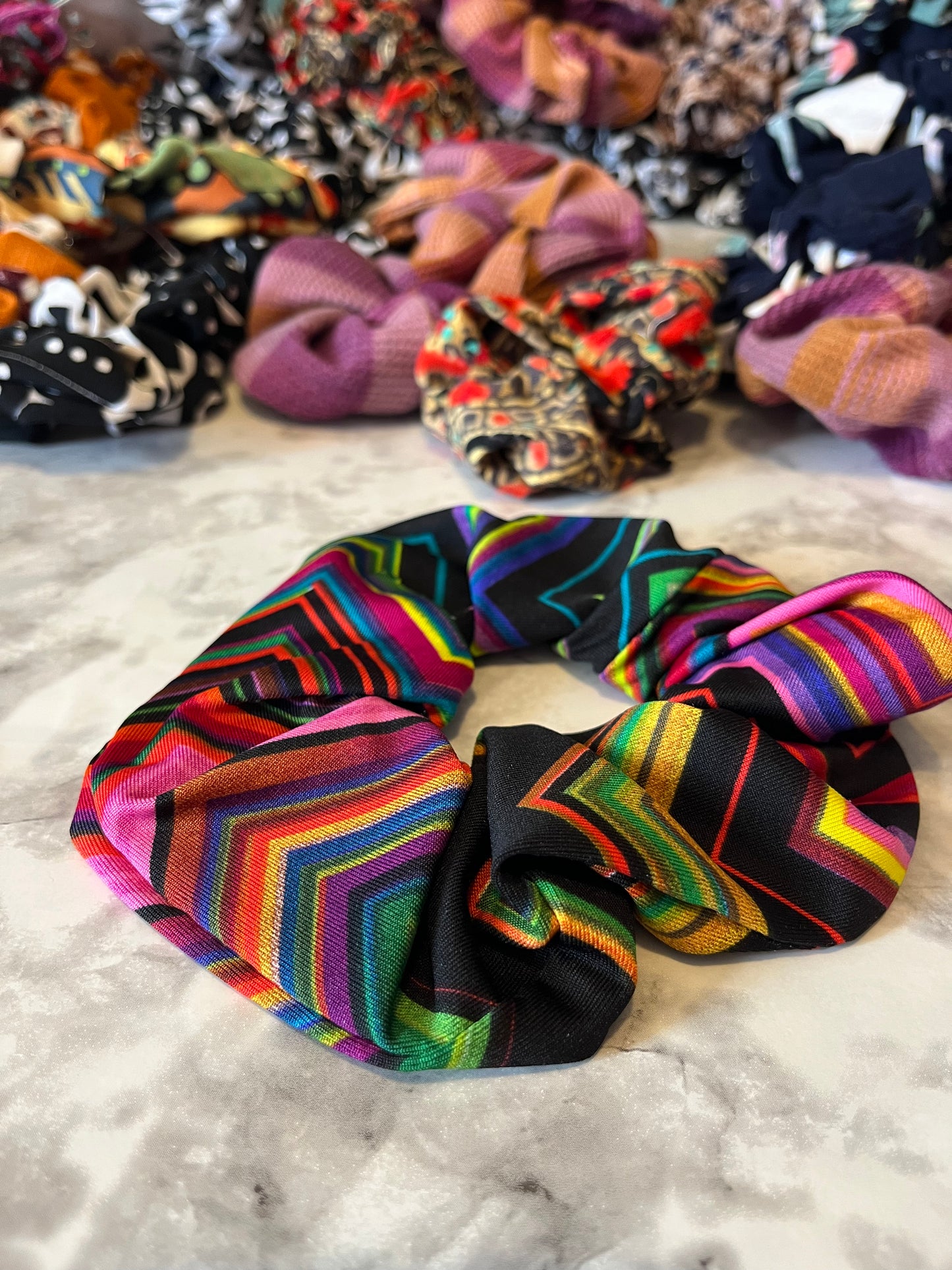 Chevron Rainbow Standard Size Scrunchie