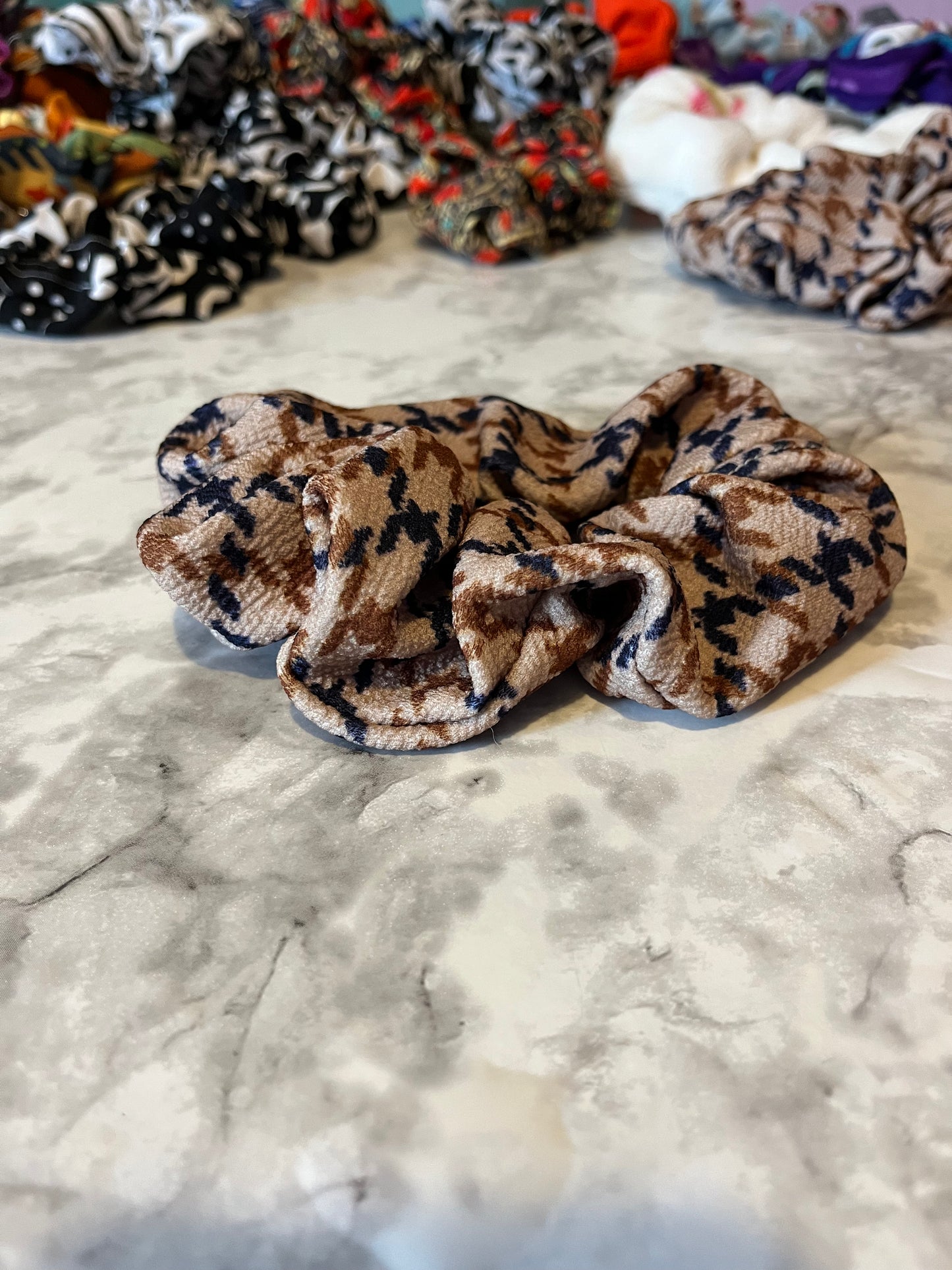 Brown and Blue Standard Scrunchie