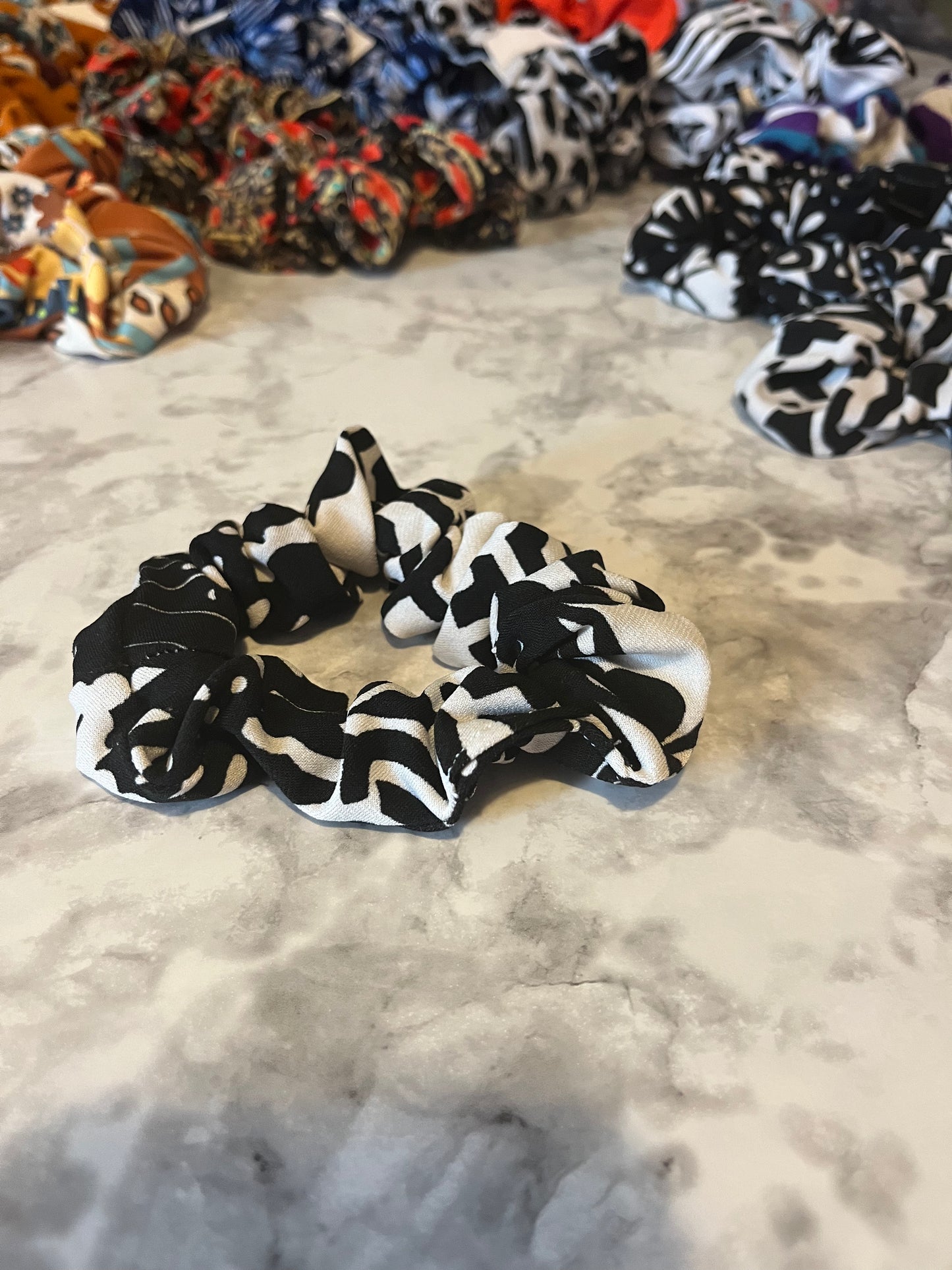 Black and White Geometric Standard Scrunchie
