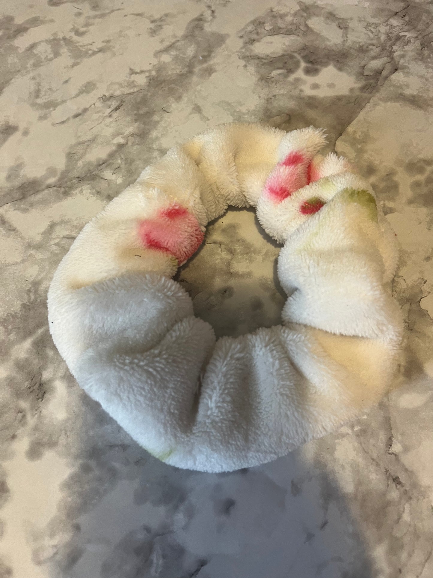 White with Pink Roses Standard Scrunchie