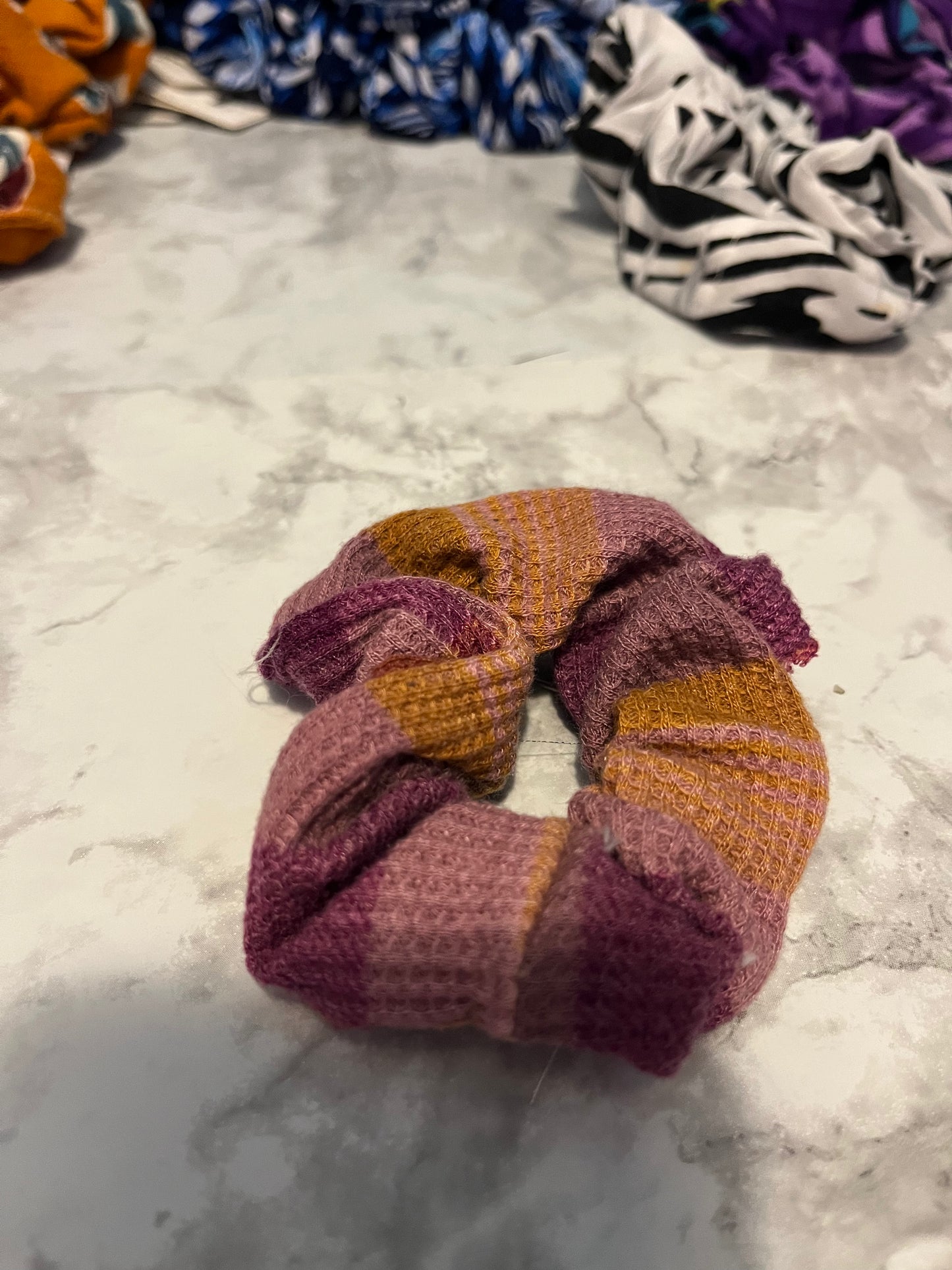 Purple Orange Plaid Mini Scrunchie