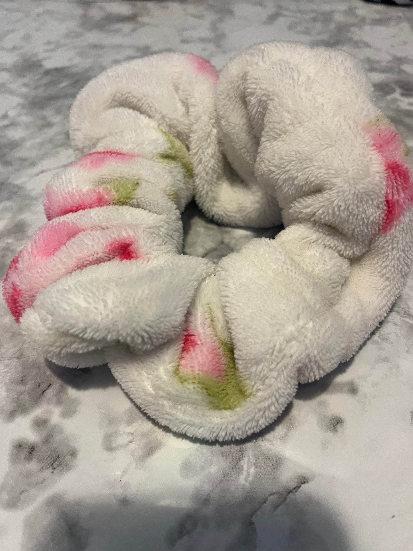 White with Pink Roses Jumbo Scrunchie