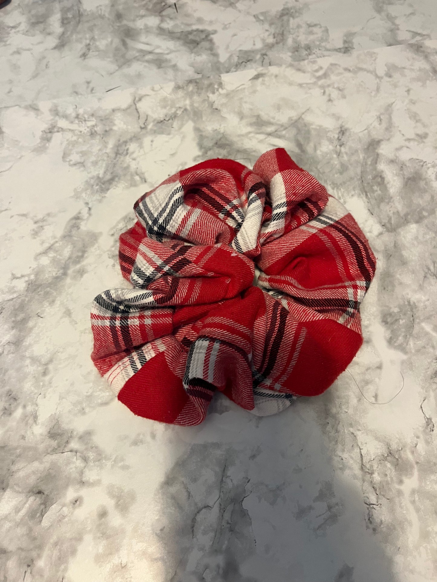 Red White Plaid Jumbo Scrunchie