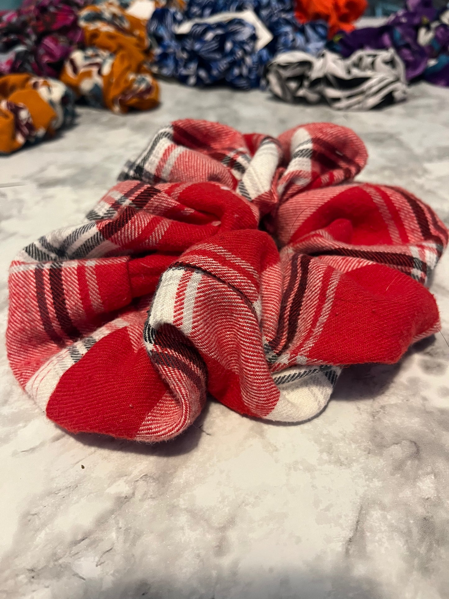 Red White Plaid Jumbo Scrunchie