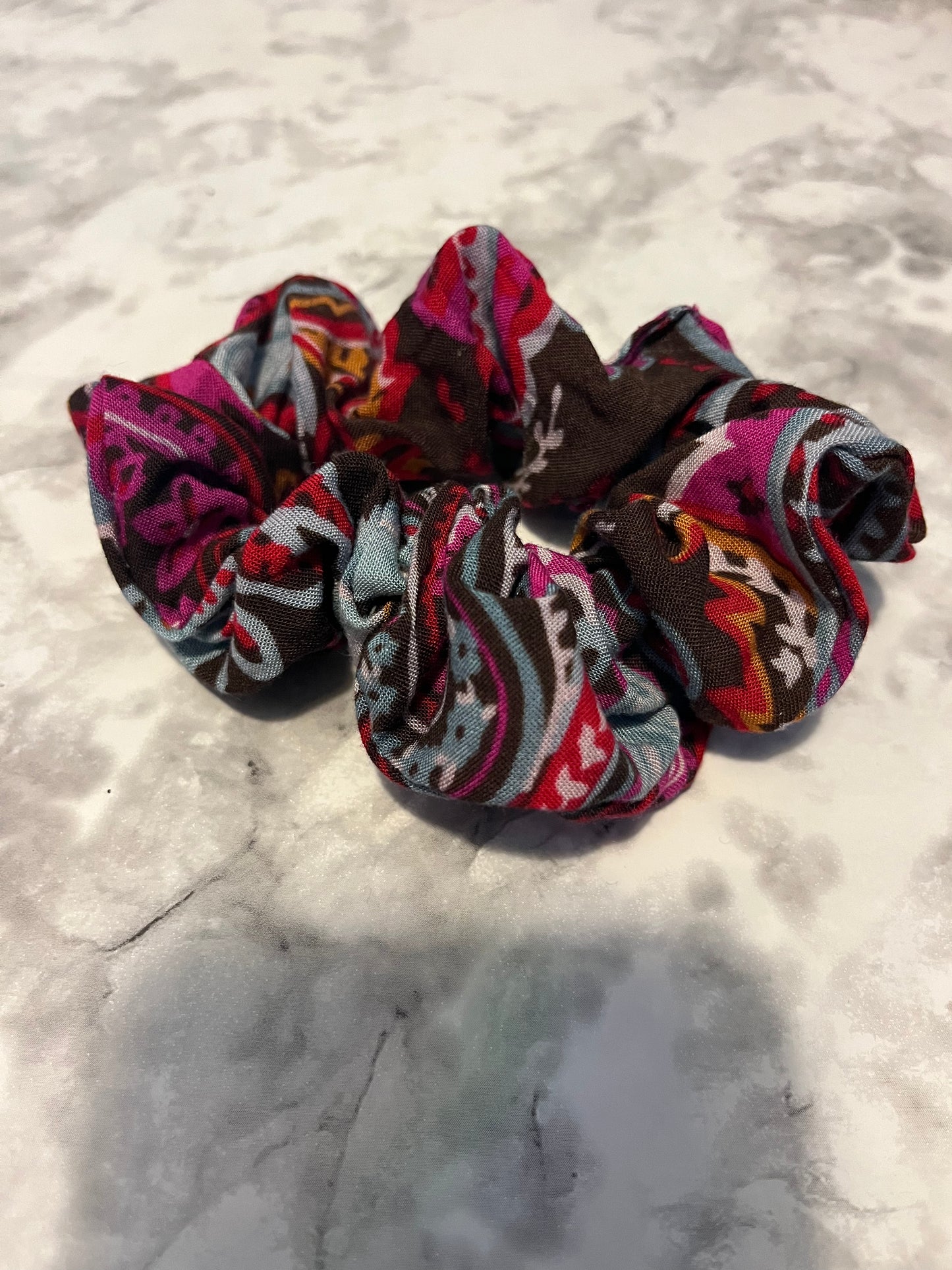 Purple and Brown Paisley Standard Scrunchie