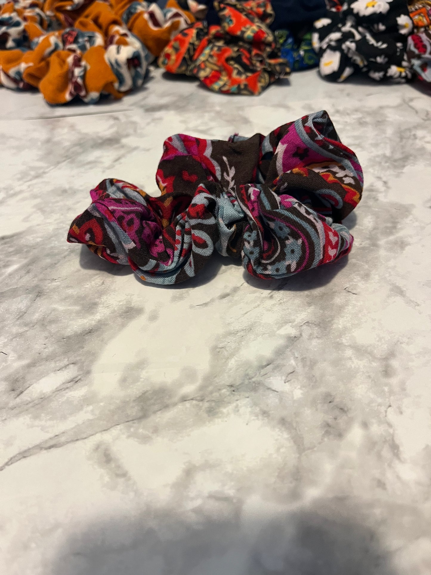 Purple and Brown Paisley Standard Scrunchie