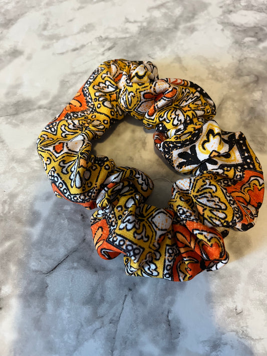 Orange and Yellow Paisley Standard Scrunchie