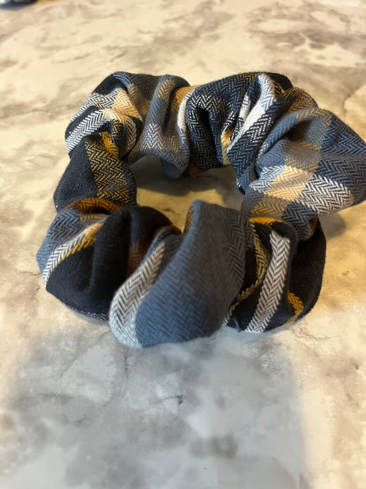 Blue and Brown Plaid Standard Scrunchie