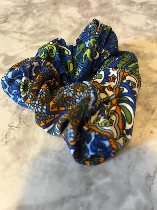 Blue Orange Green Paisley Standard Scrunchie