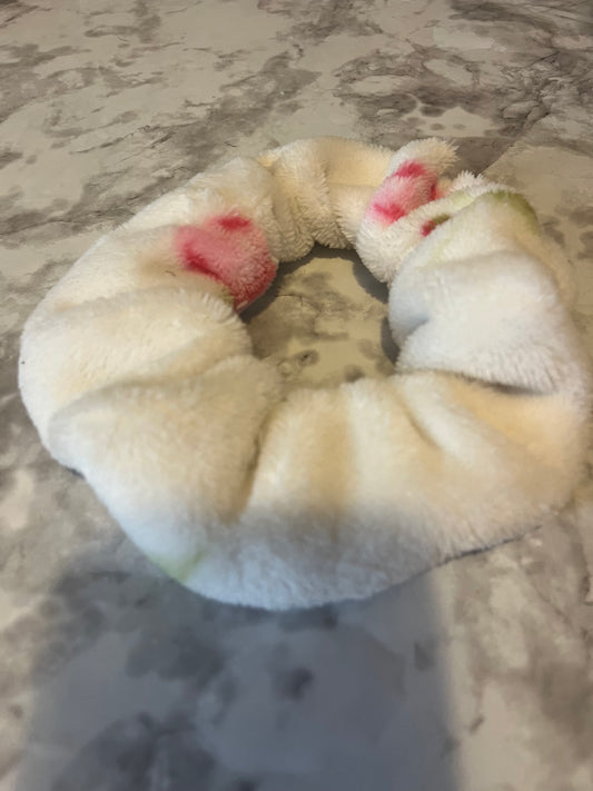 White with Pink Roses Standard Scrunchie