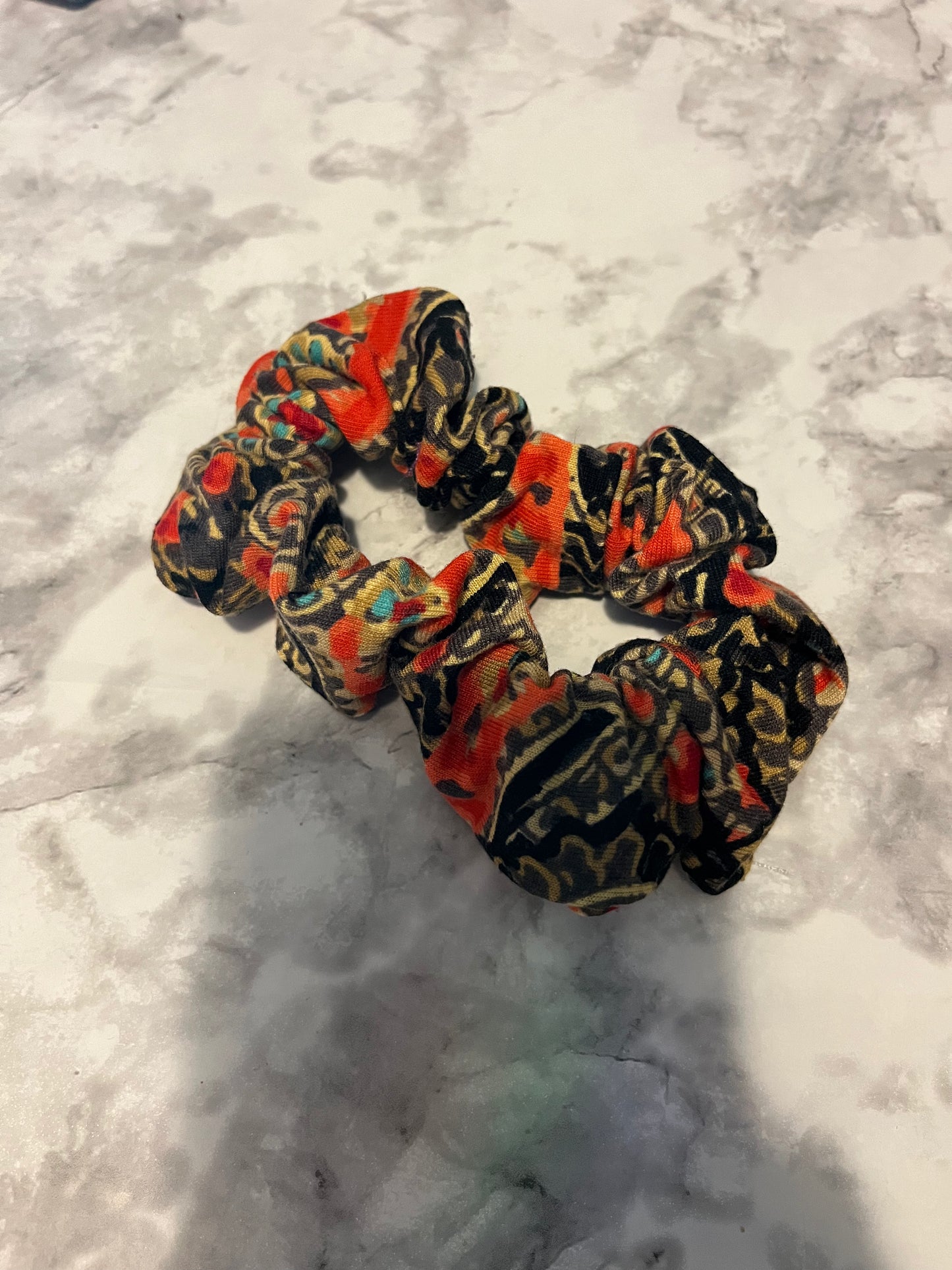 Black Red Gold Geometric Standard Scrunchie