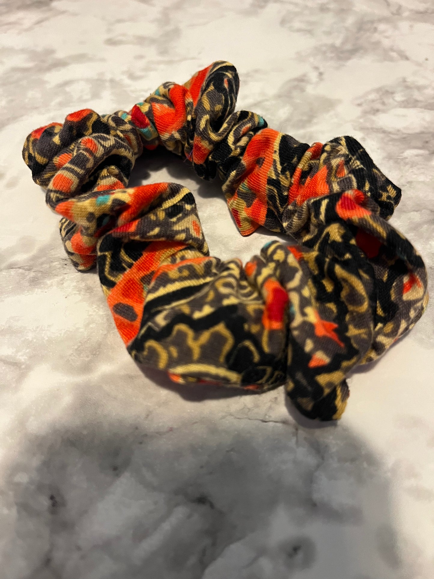 Black Red Gold Geometric Standard Scrunchie