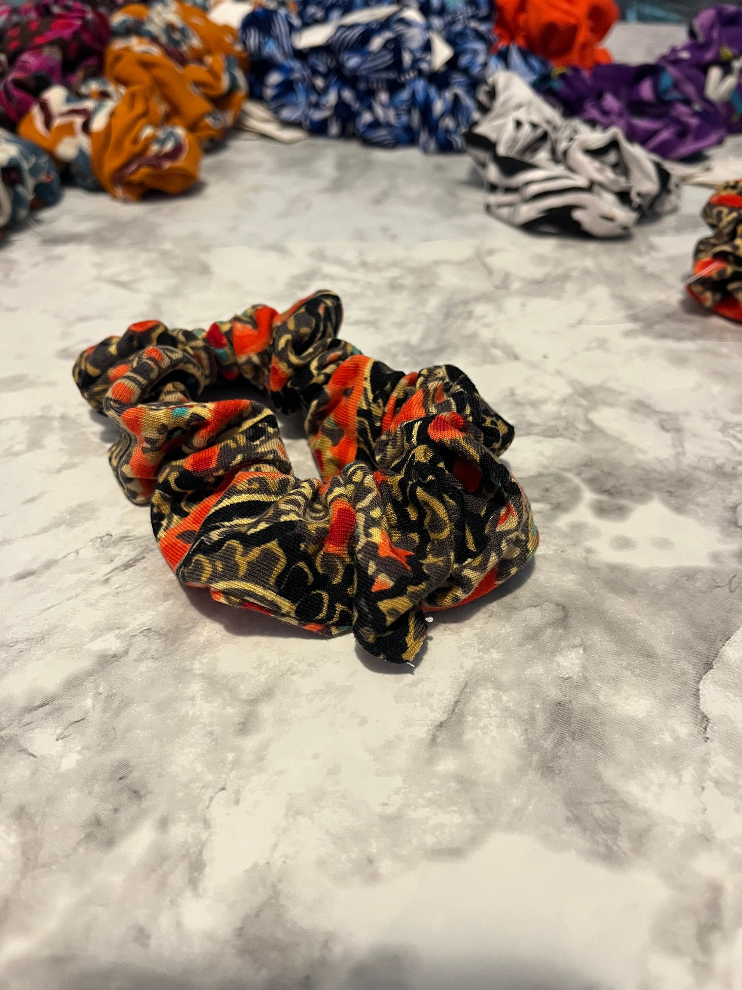 Black Red Gold Geometric Standard Scrunchie