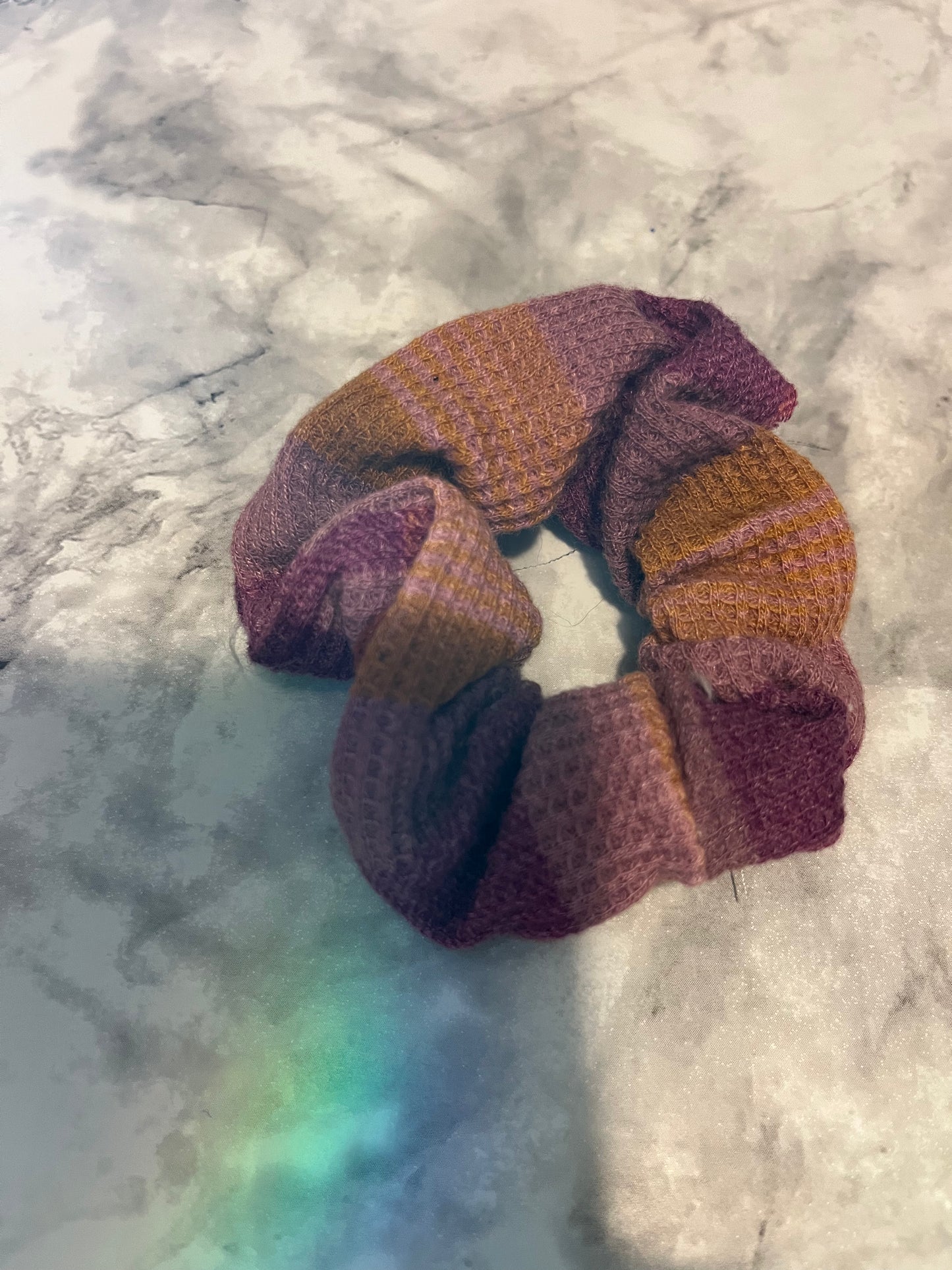 Purple Orange Plaid Mini Scrunchie