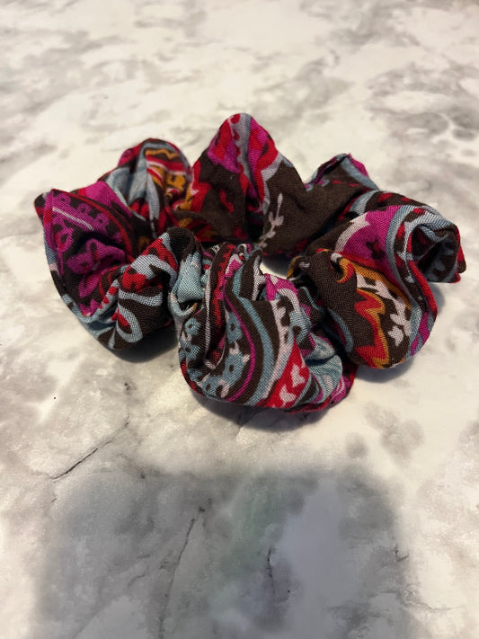 Purple and Brown Paisley Standard Scrunchie